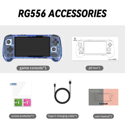 Anbernic RG556 Retro Handheld Game Android 13, with 5.48 inch Touch OLED Screen Built-in 128G Pre-Loaded 4423 Games, Supports DP and WiFi Bluetooth has Hall Rocker Battery 5500mAh - Blue Anbernic