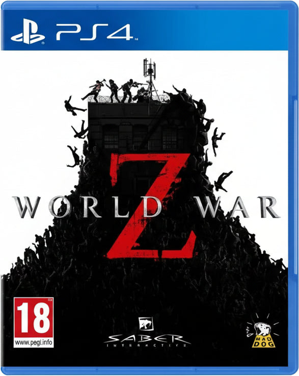 Game cover for 'World War Z' on PS4 with a large red 'Z' and silhouette design.