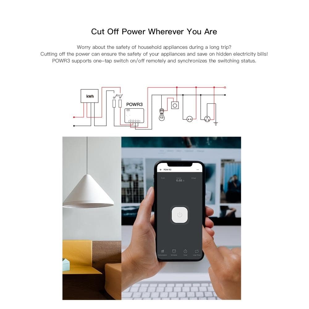 SONOFF POWR3 25A Smart Power Switch – Heavy Duty WiFi Energy Monitoring Relay Sonoff
