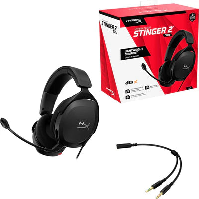HyperX Cloud Stinger 2 Core - Gaming Headset for Playstation, Lightweight Over-Ear Headset with mic, Swivel-to-Mute Function, 40mm Drivers - Black Black HYPERX