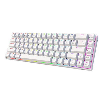 RK ROYAL KLUDGE RK68 | RK837 65% Triple Mode Wireless Bluetooth5.1/2.4G/Wired, Hot Swappable Mechanical Gaming Keyboard, 68 Keys RGB - White