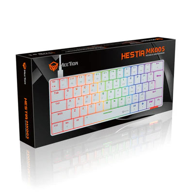 MEETION MK005 RGB Backlit Mini 61 Keys Wired Mechanical Gaming Keyboard Blue Switch - White