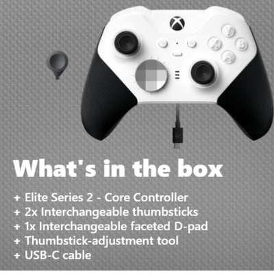 Xbox Elite Wireless Controller Series 2 Core – White - Xbox Series X|S, Xbox One, Windows PC, Android, and iOS MICROSOFT