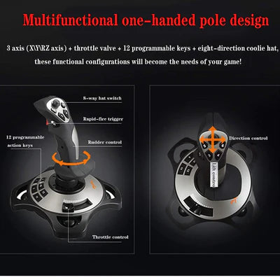 PXN 2113 Pro Flight Simulator Joystick with Vibration Function and Throttle for Windows PC PXN