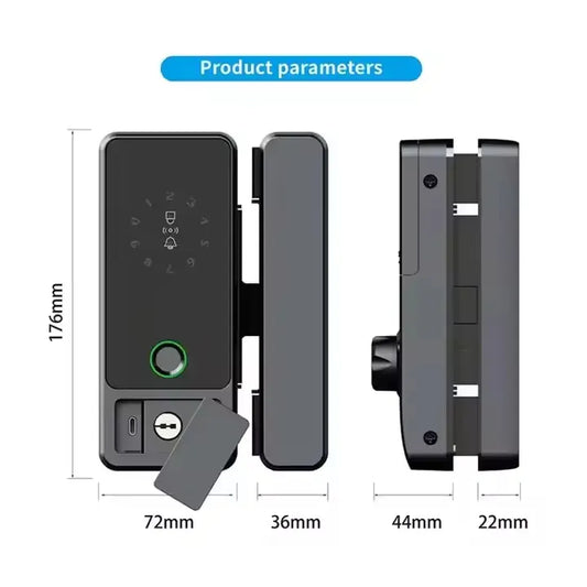 Smart Fingerprint Entrance Door Lock D-46 for Modern Frameless Glass Doors TUYA