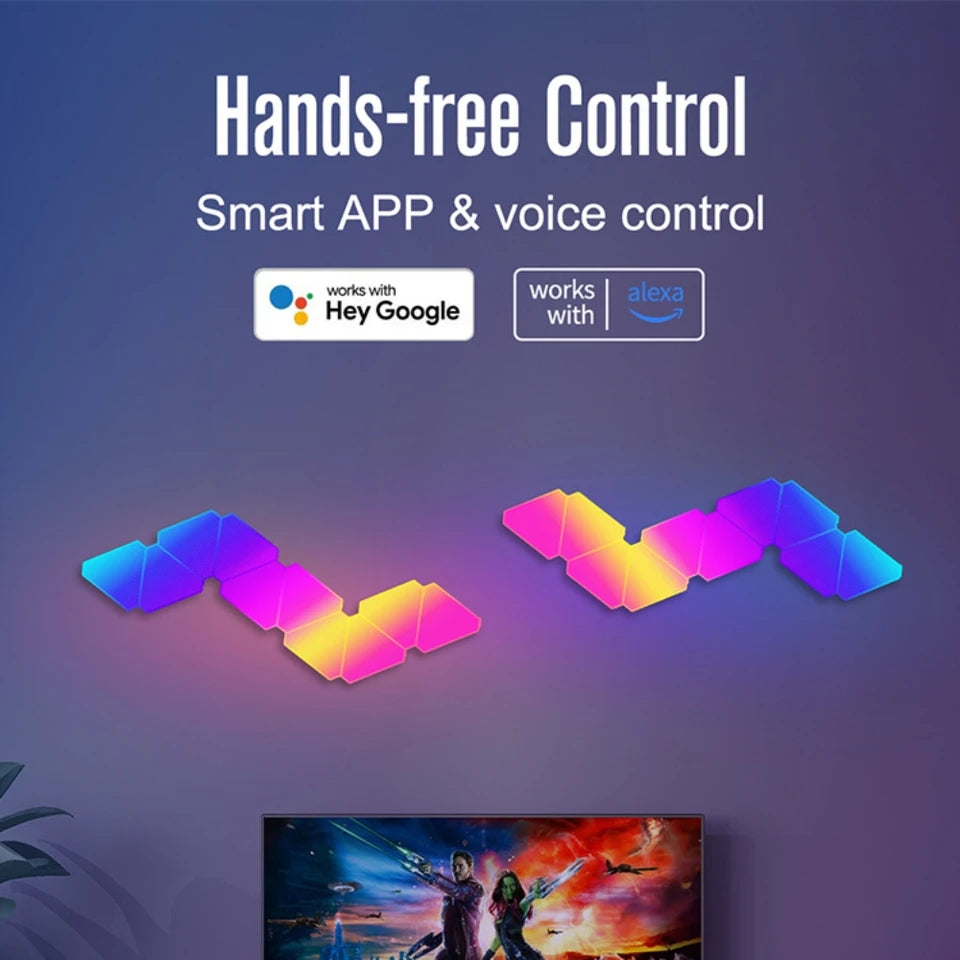 Triangle LED Light Panels with 6 Connection Ports, Smart RGBIC Wall Lights TUYA