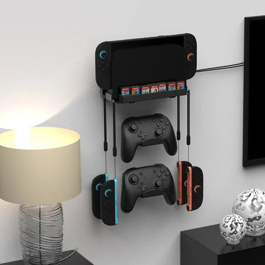 DOBE TNS-31113 Wall Mount Bracket for Nintendo Switch 2 / Switch / OLED Game Controller Hanger with Game Card Storage - gametricks