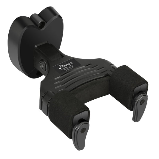 Donner EC1127 Auto-Lock Guitar Wall Mount 3-Pack – Black – three-quarter view of one hanger