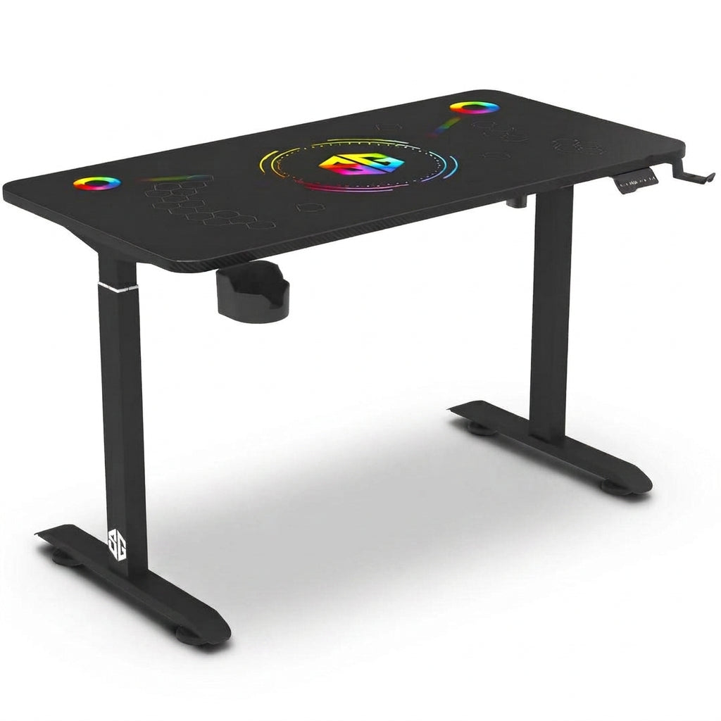 Electric Adjustable Smart Gaming Desk with RGB Glass Surface 140cm - gametricks