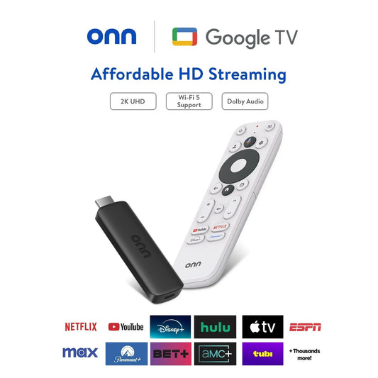 onn Full HD Streaming Device, Google TV - Remote with Voice Control - gametricks