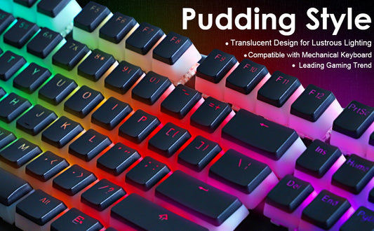 RK ROYAL KLUDGE 112 Double Shot PBT Pudding Keycaps, with Translucent Layer for Mechanical Keyboards - Black