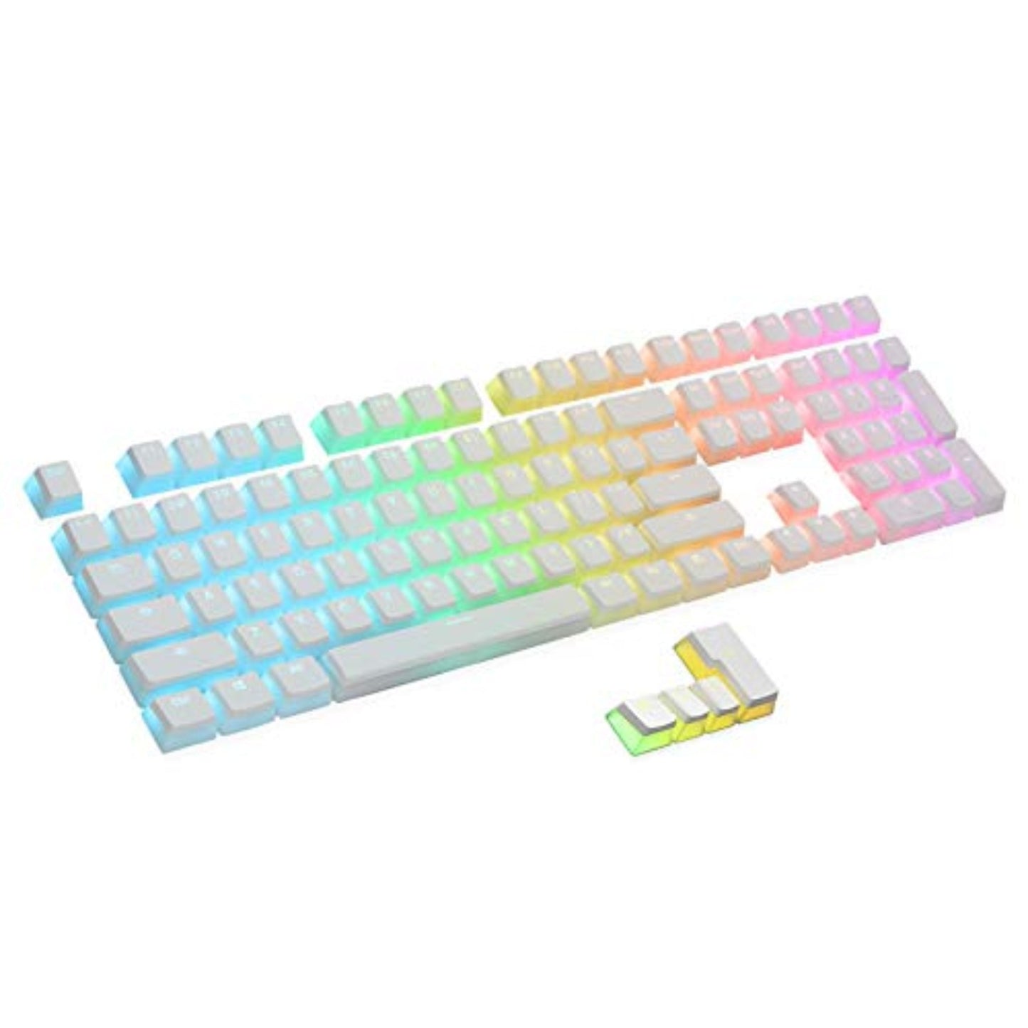 RK ROYAL KLUDGE 112 Double Shot PBT Pudding Keycaps, with Translucent Layer for Mechanical Keyboards - White