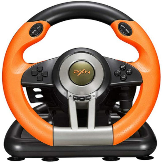 PXN V3 Pro 180 Degree Steering Wheel with Pedals, Vibration Feedback fot for PC, PS3, PS4, Xbox One & Series XS, Nintedno Switch - Orange PXN