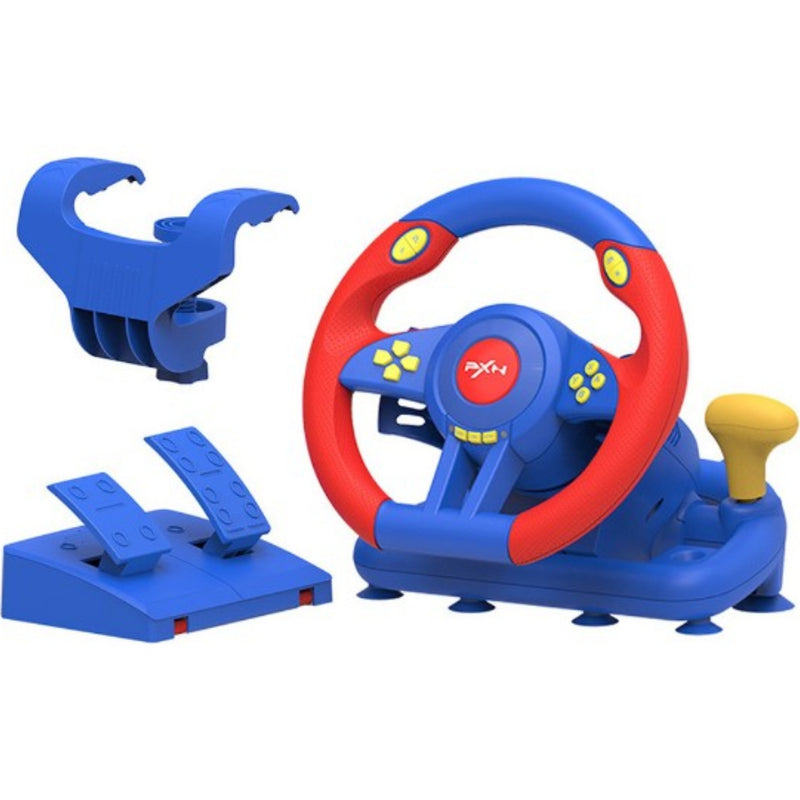 PXN V3 Pro 180 Degree Steering Wheel with Pedals, Vibration Feedback fot for PC, PS3, PS4, Xbox One & Series XS, Nintedno Switch - Red/Blue PXN