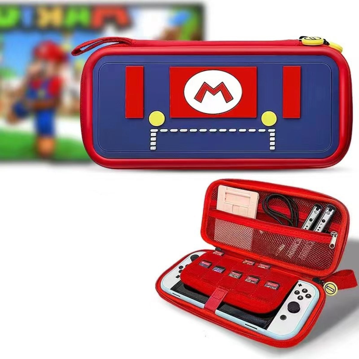 3D Pattern Deluxe Hard Protective Carrying Bag for Nintendo Switch - Super Mario Red & Blue IPLAY