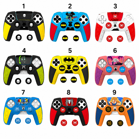 Anti-Slip Silicone Cover with Thumb Grips & Touchpad Sticker for PS5 DualSense Controller