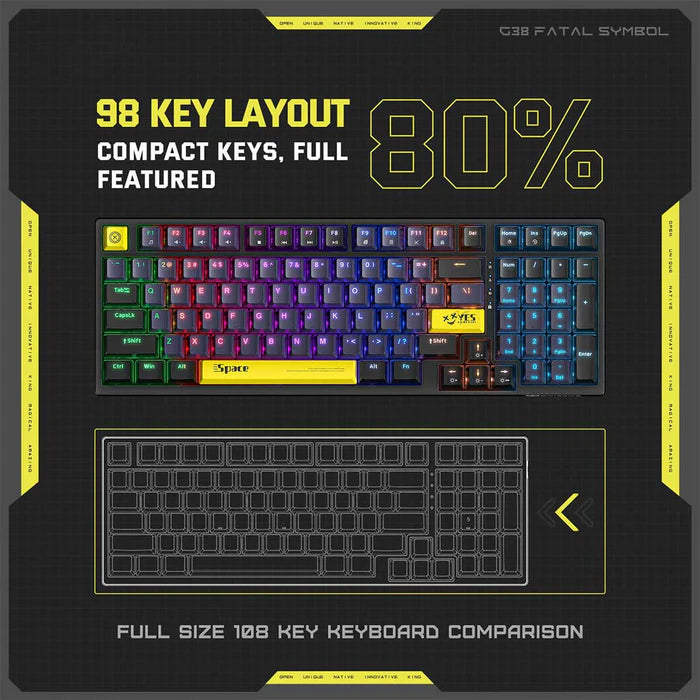 Onikuma G38 98 Keys RGB Wired Mechanical Gaming Keyboard