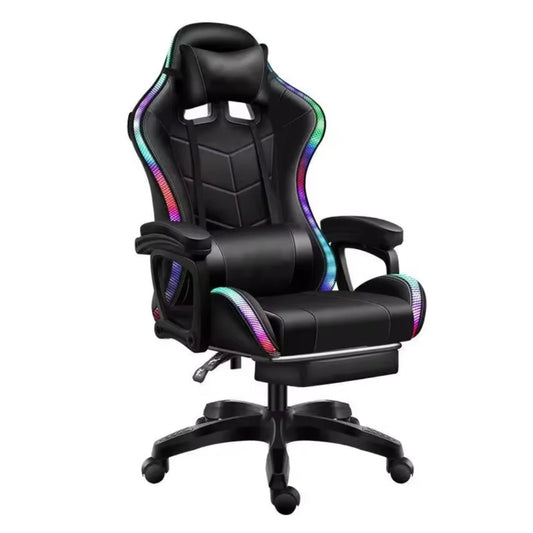 East Seat Gaming Chair with RGB Lights, Footrest & Built-in Speakers - Black