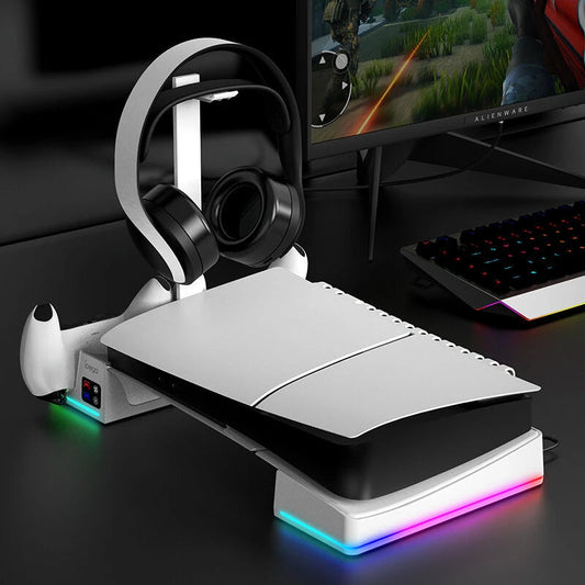 IPEGA RGB Horizontal Cooling Stand with Charging Station & Headset Holder For PS5 Slim & Pro IPEGA