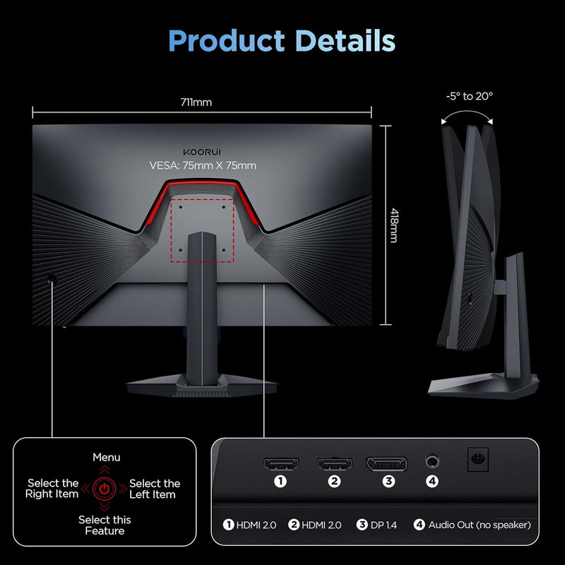 KOORUI G2711P 27" Fast IPS 200Hz FHD HDR400 Display Gaming Monitor