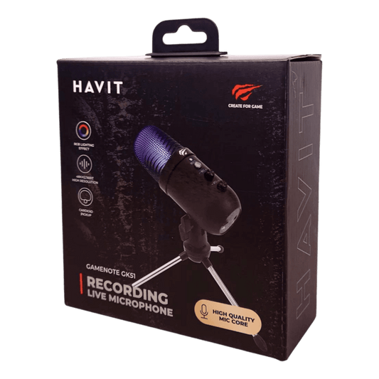 HAVIT GK51 Recording Live Microphone with RGB Lighting