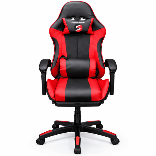 Shadow power gaming chair with massage and foot rest - adjustable height - gametricks