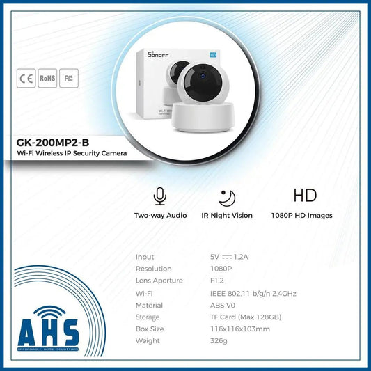 SONOFF GK-200MP2-B 1080P WiFi IP Security Camera | Indoor Smart Home Surveillance - gametricks