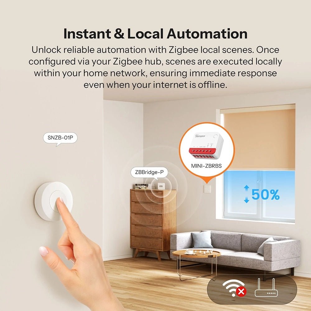 SONOFF MINI - ZBRBS Zigbee Smart Roller Shutter Switch | Motorized Curtain & Blind Controller - gametricks