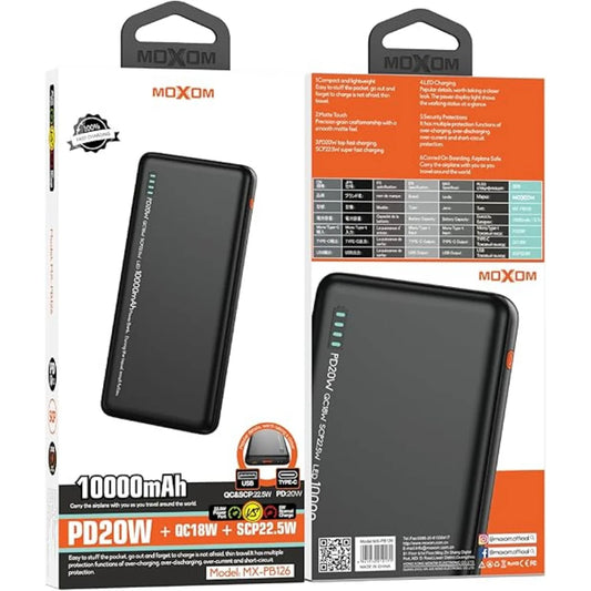 MOXOM 10000mAh PD20W+QC18W+SCP22.5W Power Bank Moxom