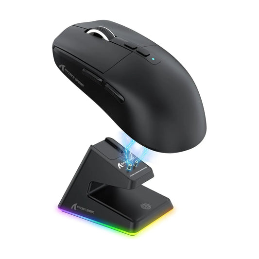 ATTACK SHARK X6 Lightweight Tri-Mode Wireless/Wired Gaming Mouse with Charging Base - Black