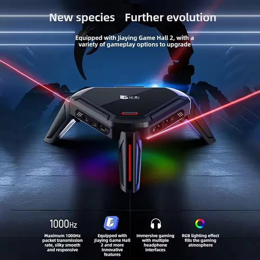 GQ GAMWING MOXIE 2 (Scorpion 2) Mobile Gaming Keyboard Mouse Converter | Type-C Wired, 1000Hz, RGB, Dual Audio Ports | Low Latency for Android 10+ & HarmonyOS Phones/Tablets | PUBG Mobile