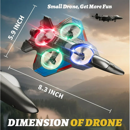 Foam Drone RC Airplane for Kids and Beginners, Remote Control Plane Fighter Jet with Light, Auto Hovering, 360° Flip and 2 Batteries (15 Mins)