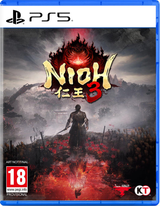 PlayStation 5 game case for 'Nioh 3' with a dark, dramatic cover design.