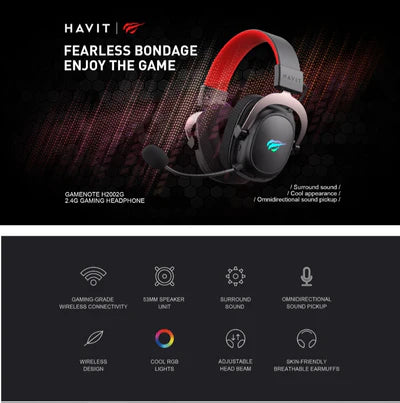 Havit H2002G 2.4GHz Wireless Gaming Headset For PC & PS4 HAVIT