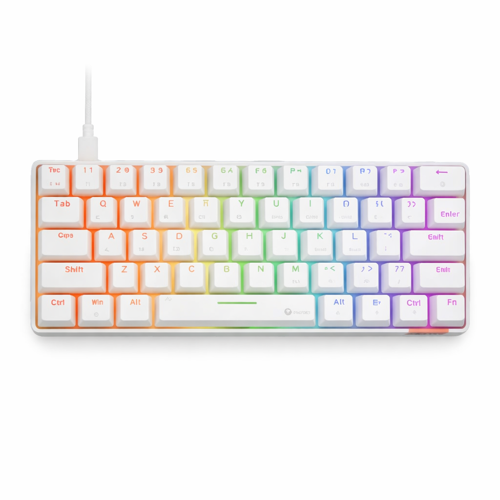 MEETION MK005 RGB Backlit Mini 61 Keys Wired Mechanical Gaming Keyboard Blue Switch - White Meetion