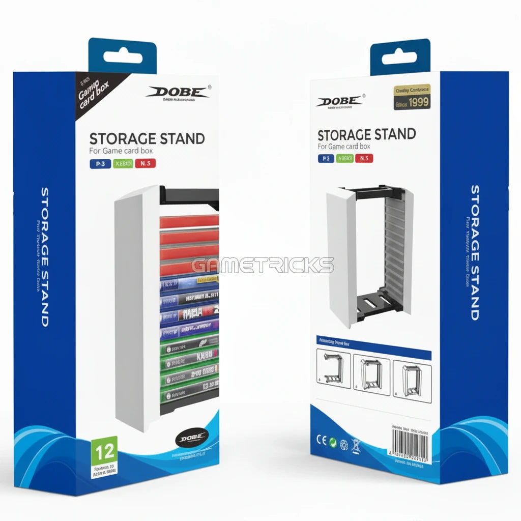 Dobe Game Disc Storage Stand For pS5, PS4, Xbox & Nintendo Games - Black/White DOBE
