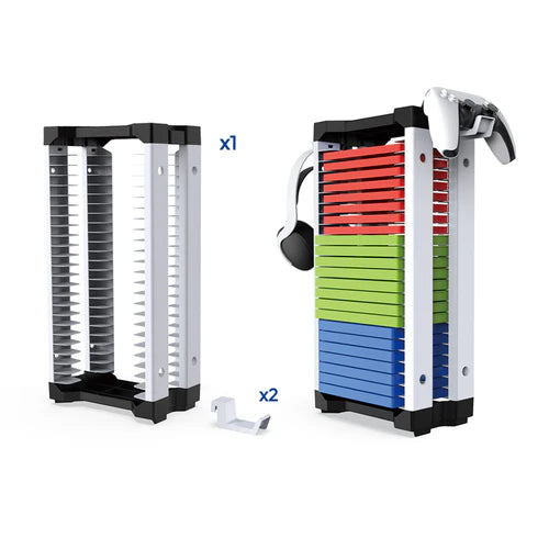 Dobe Game Disc Storage Stand For pS5, PS4, Xbox & Nintendo Games with Hanging Hook - Black/White