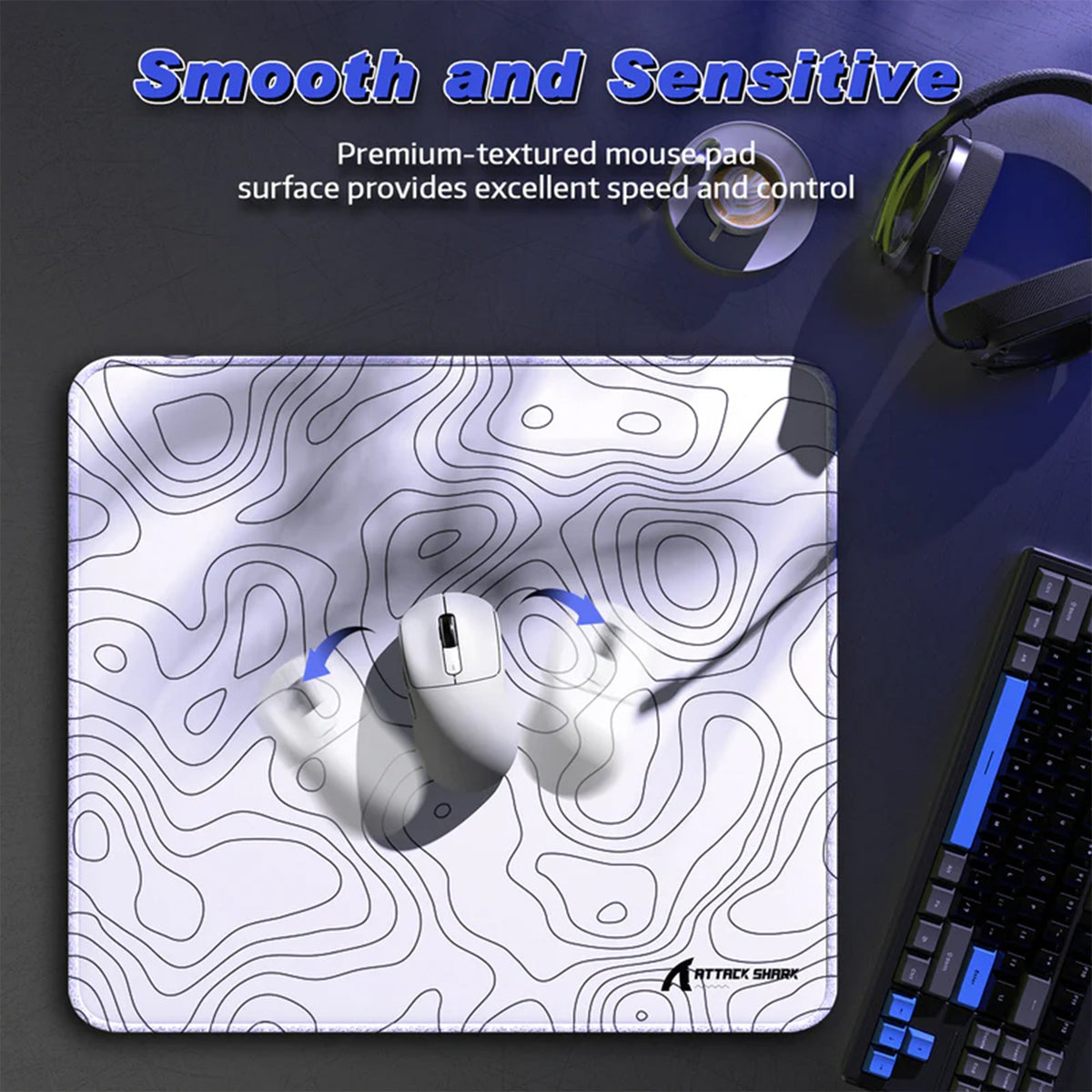 Attack Shark CM02 eSport Gaming Mouse Pad - White with Contour Line
