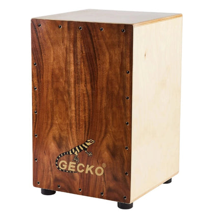 GECKO CL50S natural walnut cajon front three-quarter view