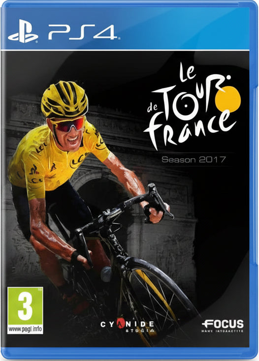 PS4 game cover of 'Le Tour de France' featuring a cyclist in a yellow jersey.