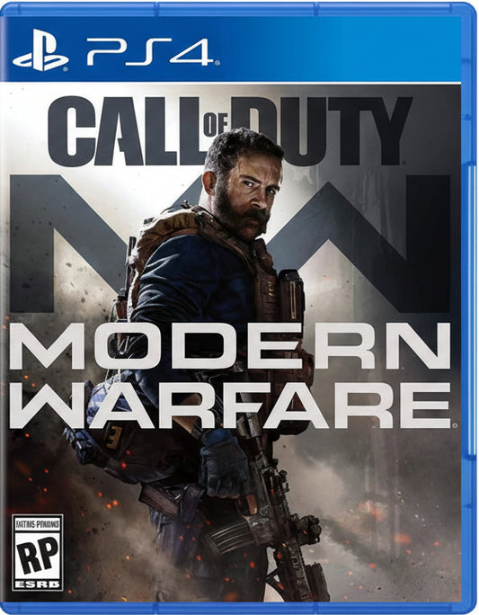 Call of Duty: Modern Warfare game cover for PS4 with a soldier holding a rifle.