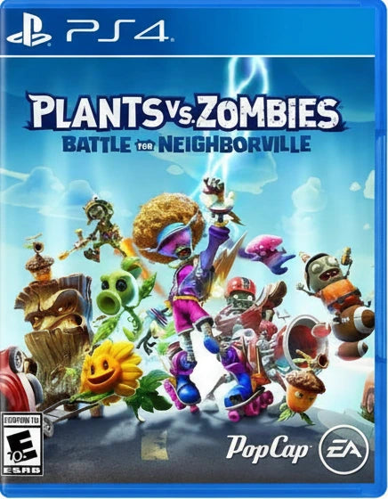 Plants vs. Zombies: Battle for Neighborville game cover for PS4 with characters and logos.