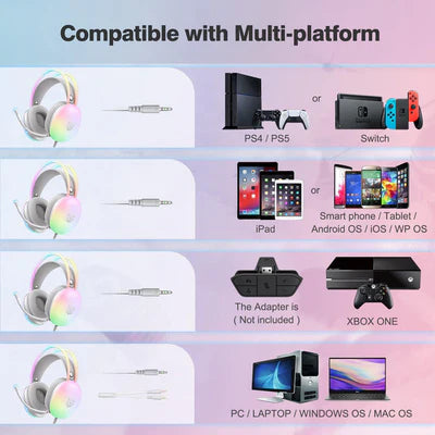 ONIKUMA X25 RGB Gaming Headset - White ONIKUMA