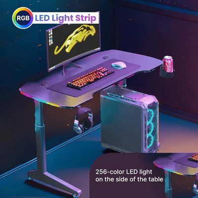 YY Ergonomic Manual Height Adjustable RGB Gaming Sit-Stand Desk