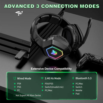 ONIKUMA B100 Headset Headworn Bluetooth 2.4g Wireless Wired Three Mode Lightweight E-Sports Gamer Headphone