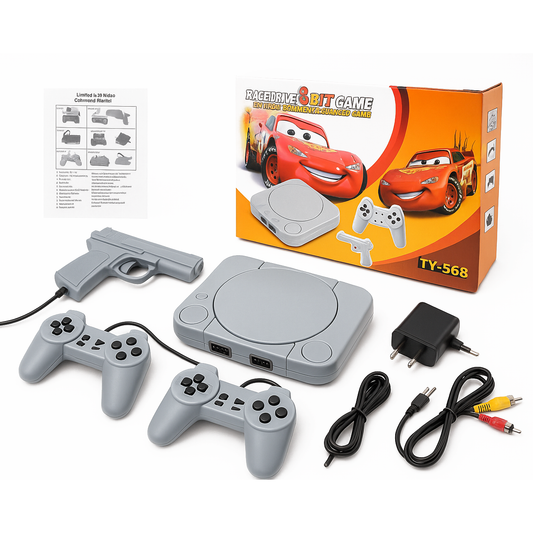 PS1 retro replica 8 bit console with 300+ games and a gun