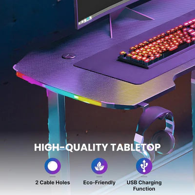 YY Ergonomic Manual Height Adjustable RGB Gaming Sit-Stand Desk