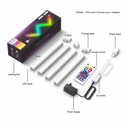 Tuya Glide Led Wall Lights, Smart RGBIC Bar Shape Lights 31 cm Each TUYA