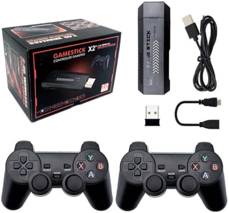 X2 Plus 4K HD Retro Game Stick, Home Video Game Console with 2 Wireless Controllers, HDMI Output, 30000+ Built-in Games