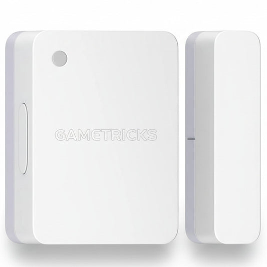 Two white rectangular devices on a light gray background